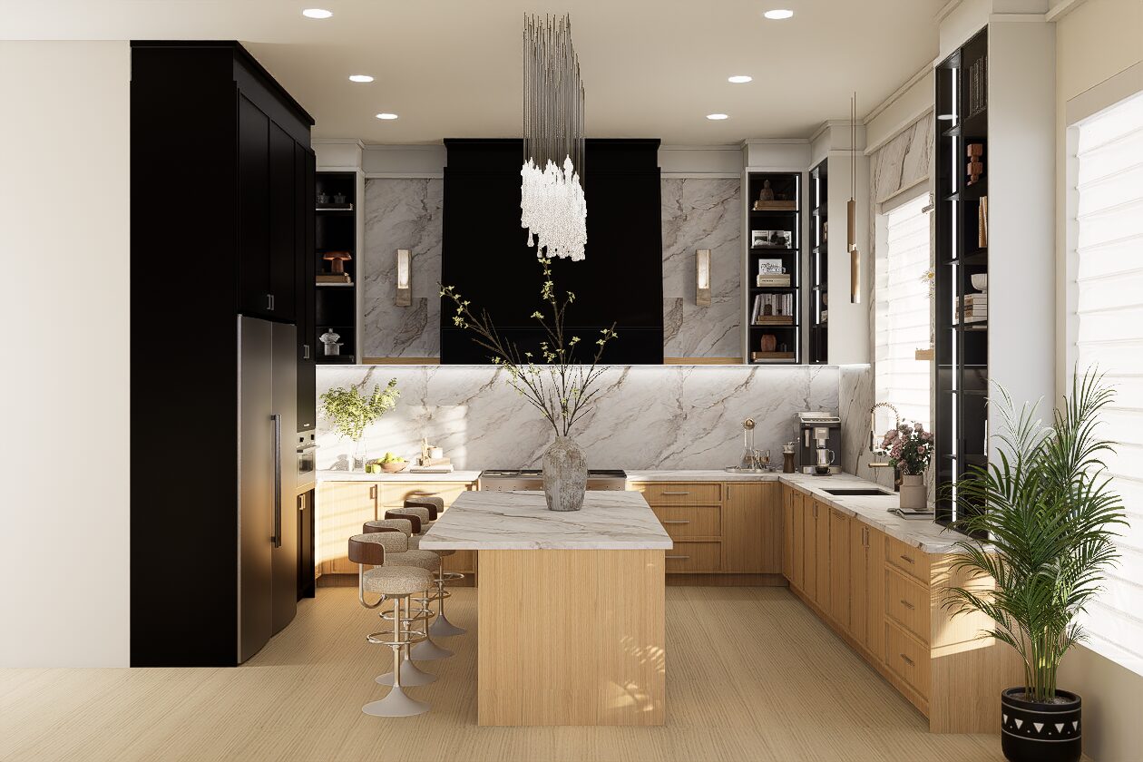 Kitchen detail with marble backsplash