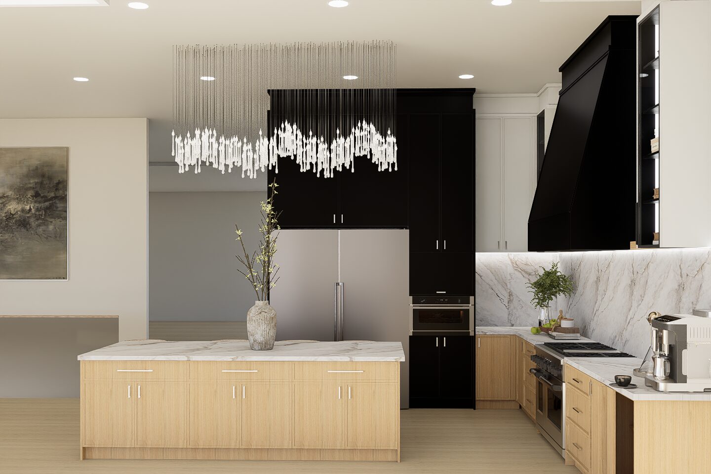 Interior space with natural light and greenery