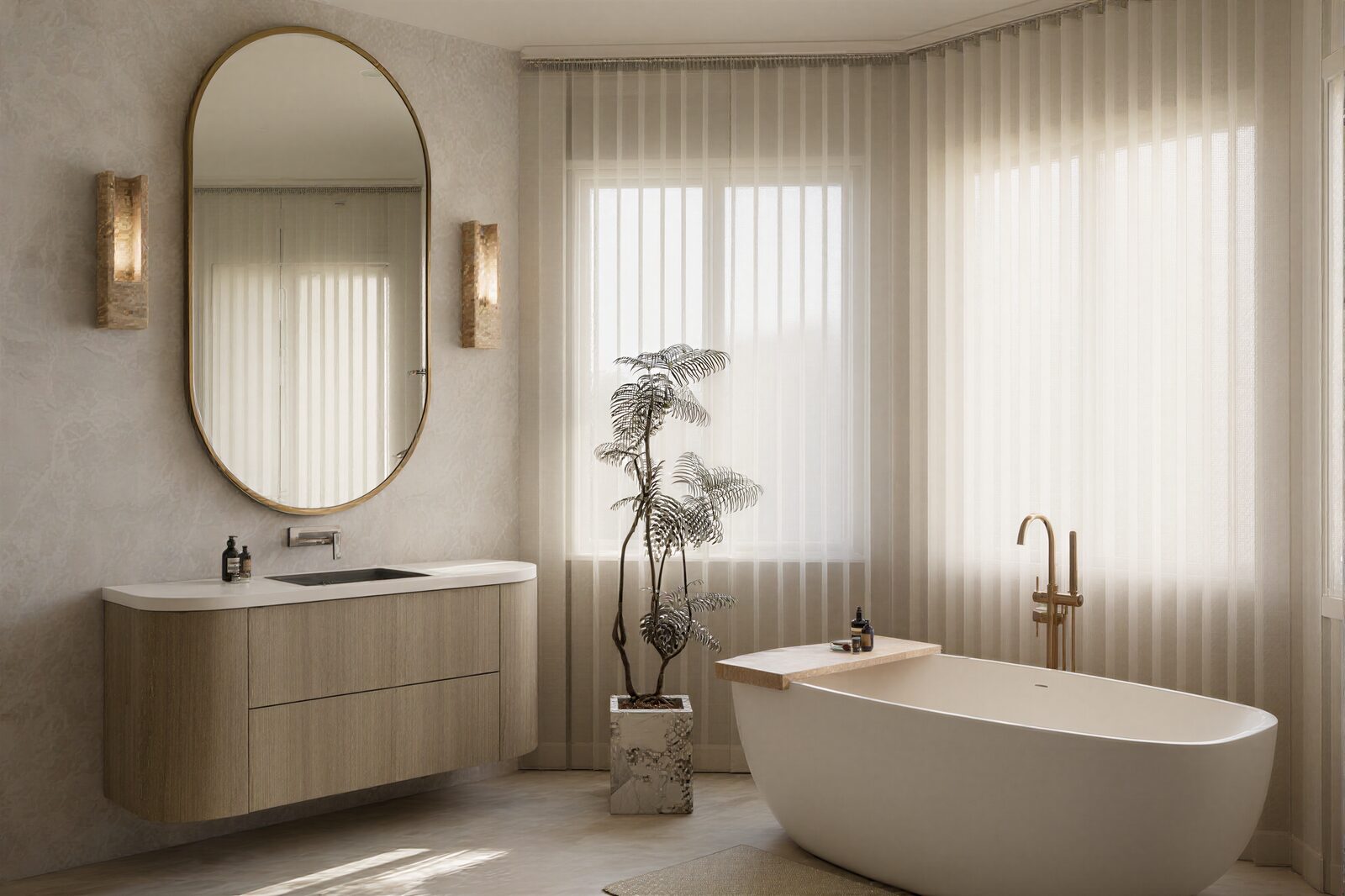 Bathroom with refined fixtures and natural light