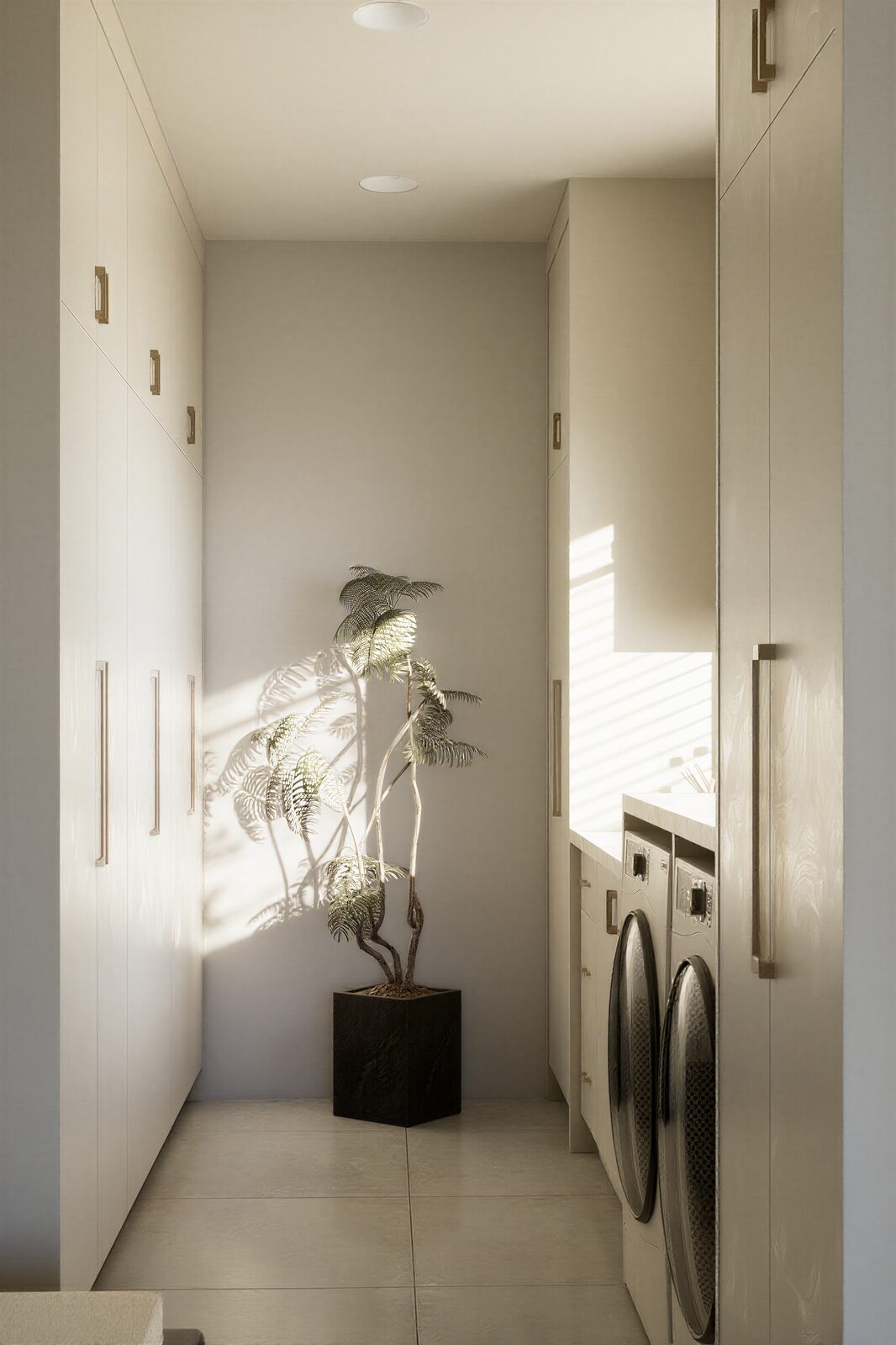 Custom storage with warm timber joinery