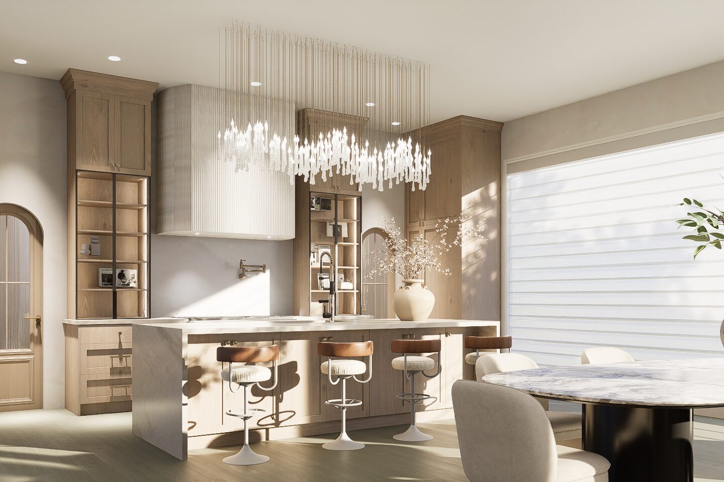 Cascading Light living room with warm timber and natural light
