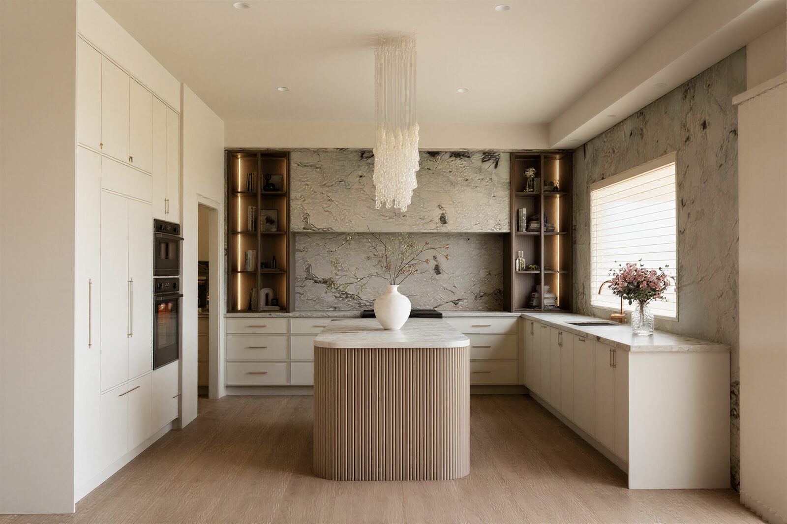 Spacious living area with curated furnishings